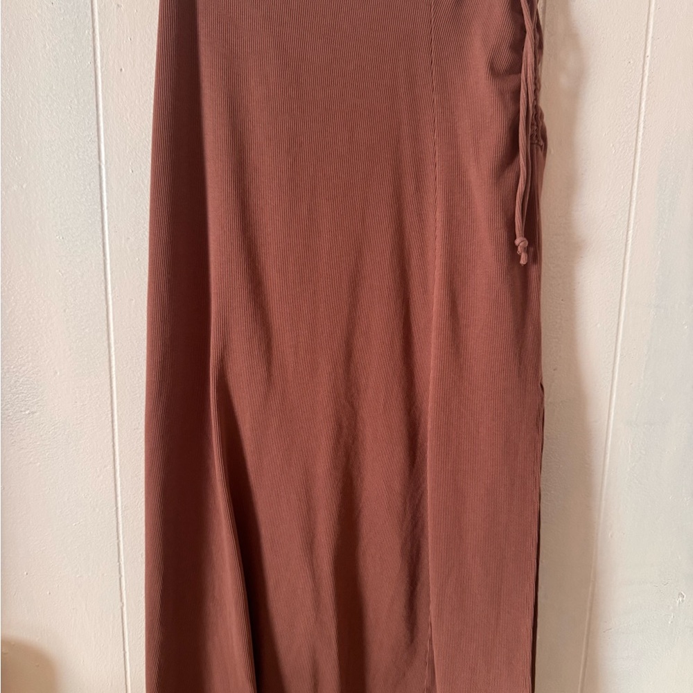 aerie Maxi Skirt in Rust with Side Drawstring